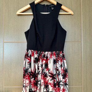 Forever 21 Black and Red Flowers Dress - Size Small